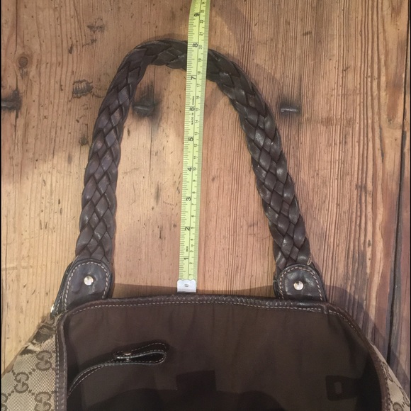 Gucci GG Canvas Braided Handle Tote Bag with Wear Large Used - Picture 14 of 16